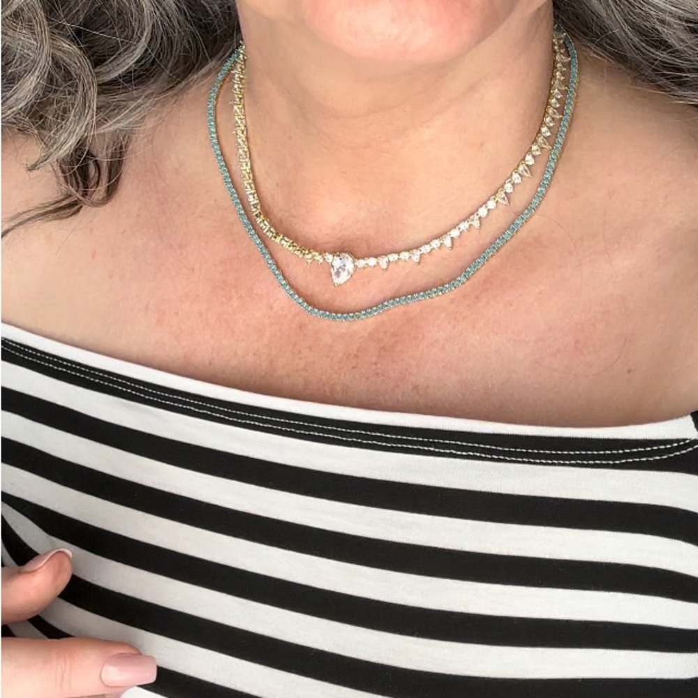 NIB Melinda Maria- Not Your Basic Teardrop & Turquoise Tennis Necklaces